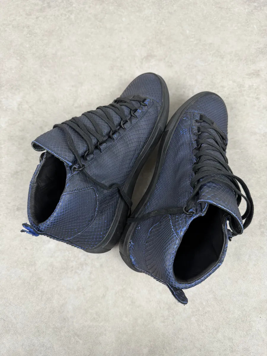 Balenciaga Arena Blue & Black Python Snakeskin Effect Leather High Sneakers kMHQadi 8