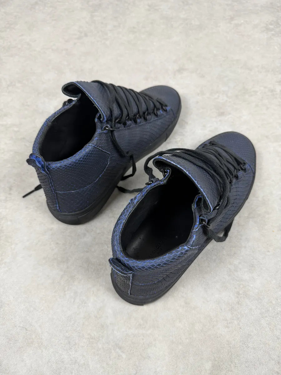 Balenciaga Arena Blue & Black Python Snakeskin Effect Leather High Sneakers kMHQadi 9