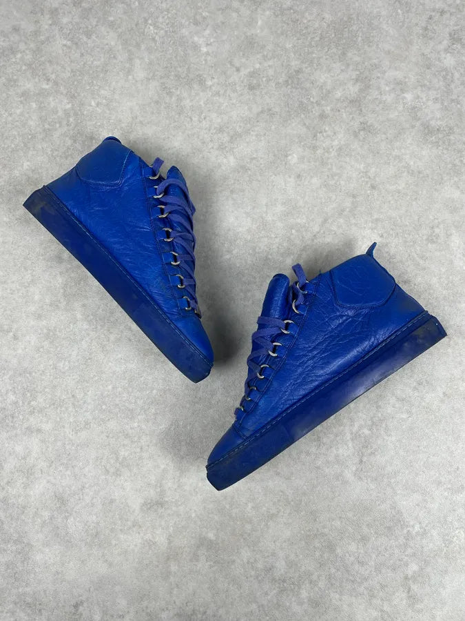 Balenciaga Arena Blue High Leather Sneakers seJEkcS 4