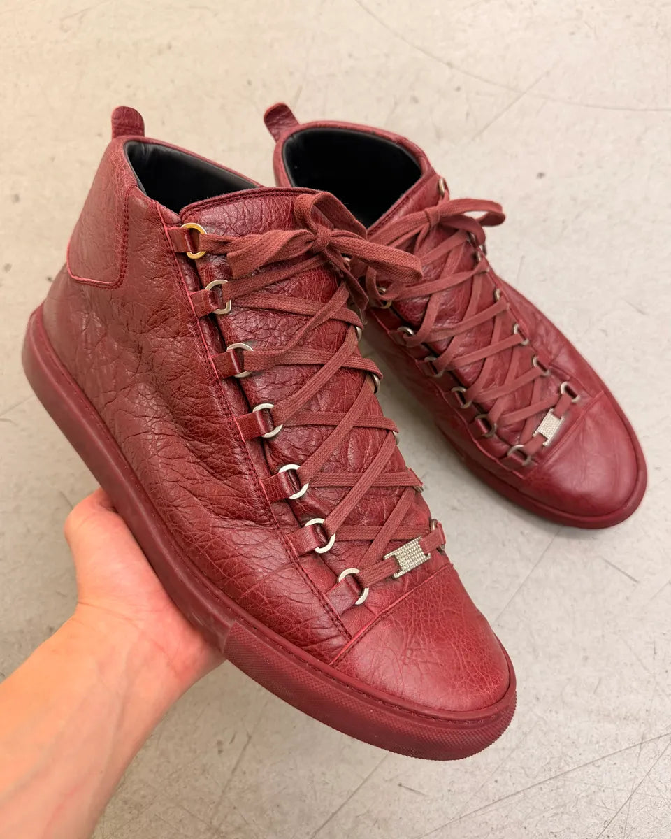 Balenciaga Arena Bordeaux Leather High Sneakers BXkVCOm 0