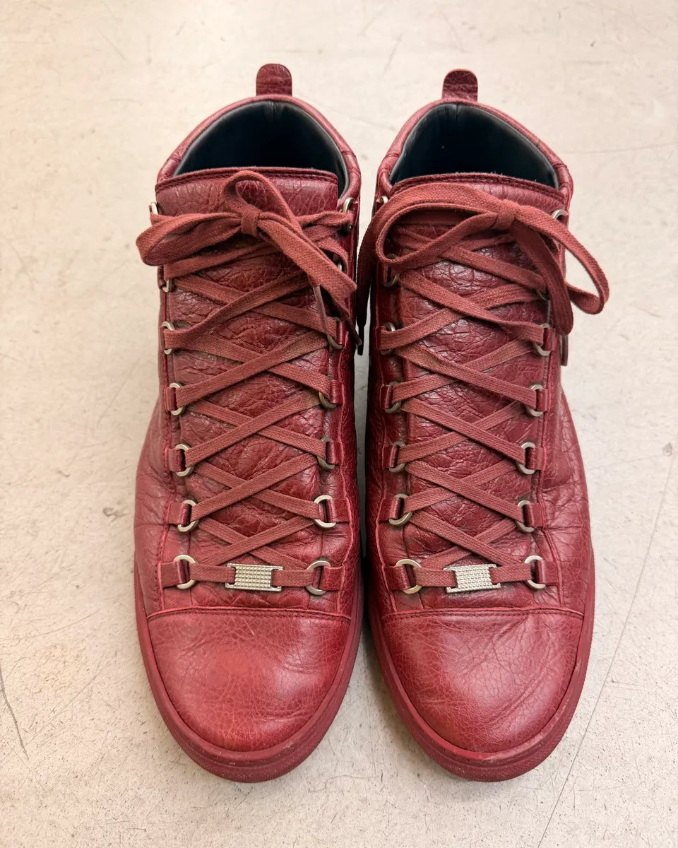 Balenciaga Arena Bordeaux Leather High Sneakers BXkVCOm 1