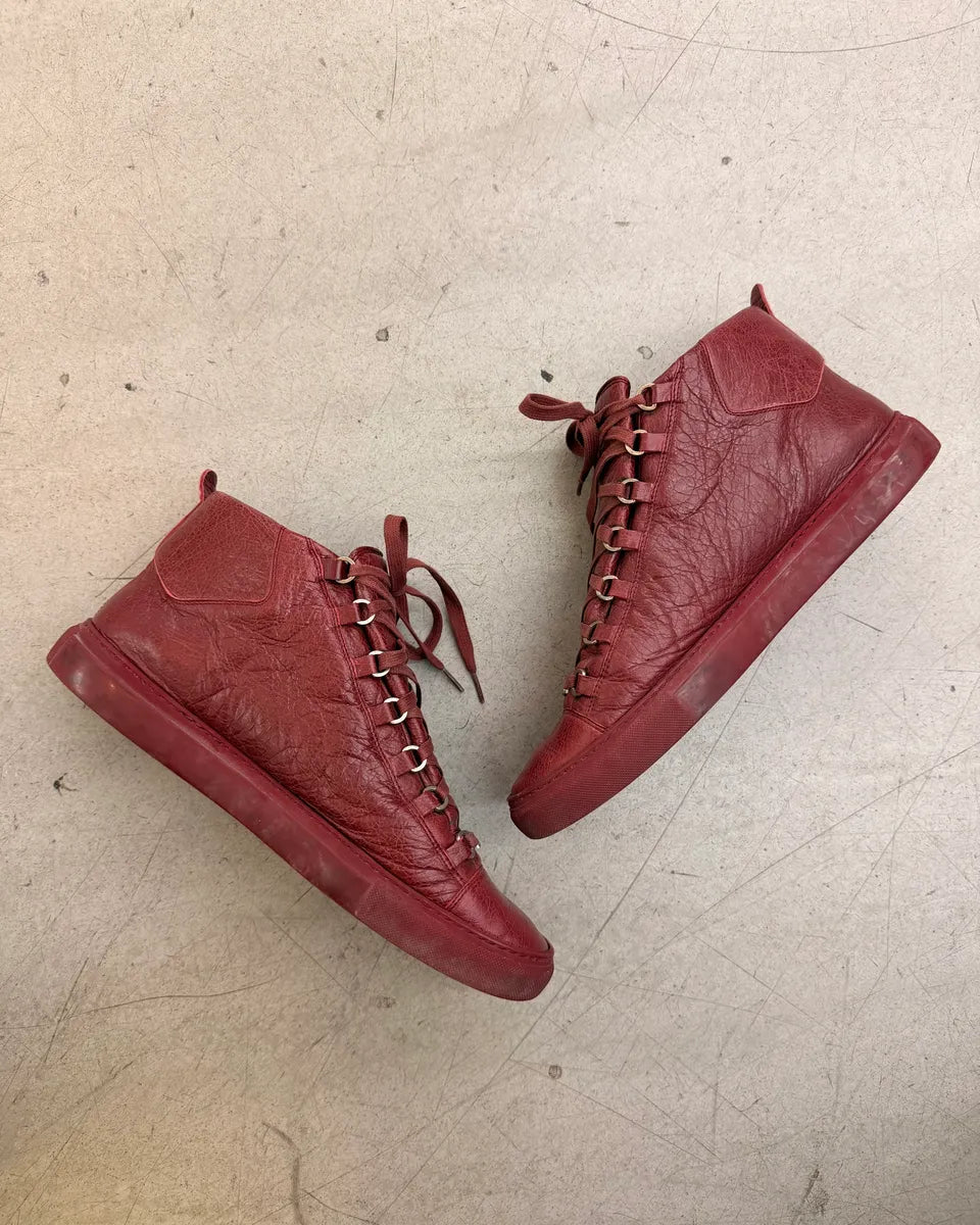 Balenciaga Arena Bordeaux Leather High Sneakers BXkVCOm 5