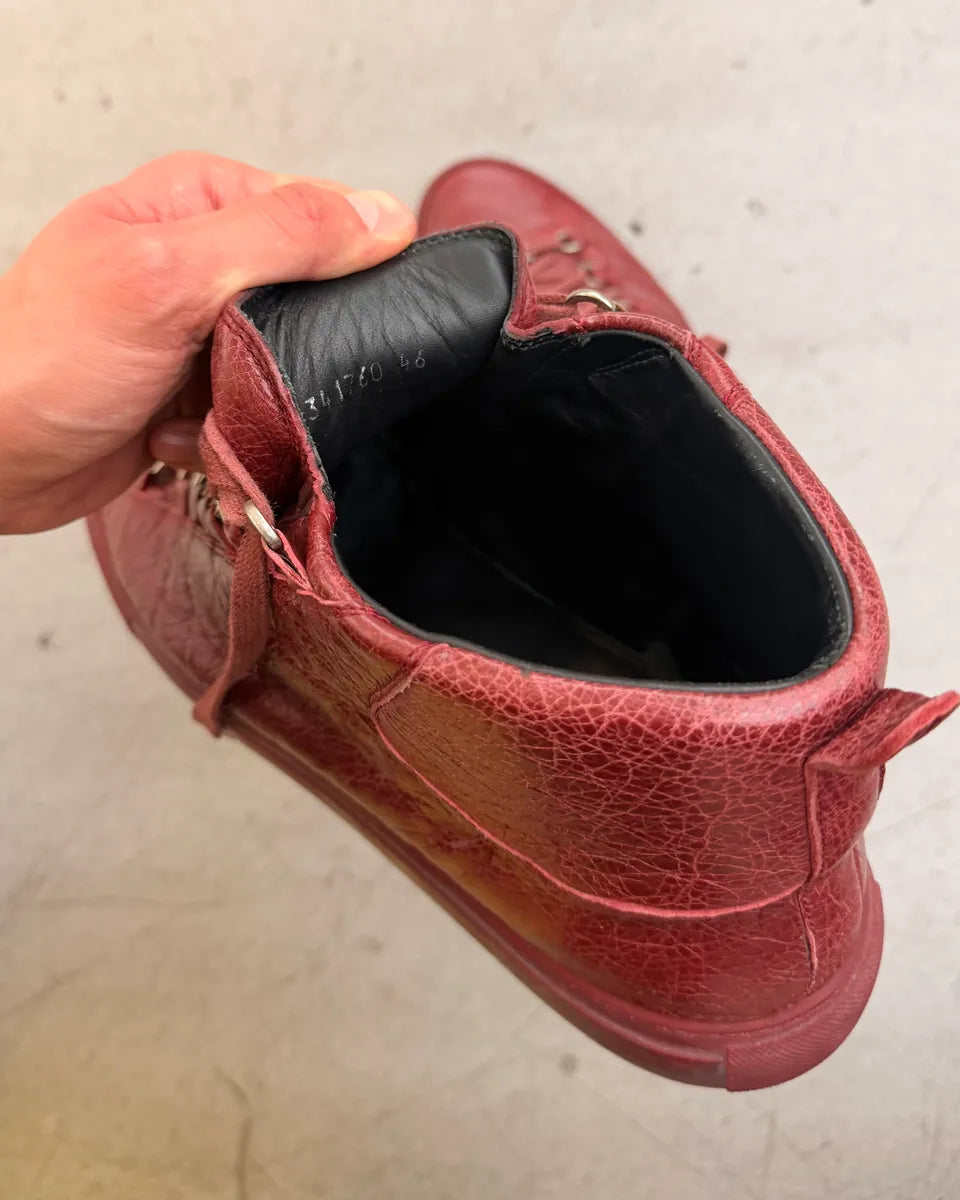 Balenciaga Arena Bordeaux Leather High Sneakers BXkVCOm 6