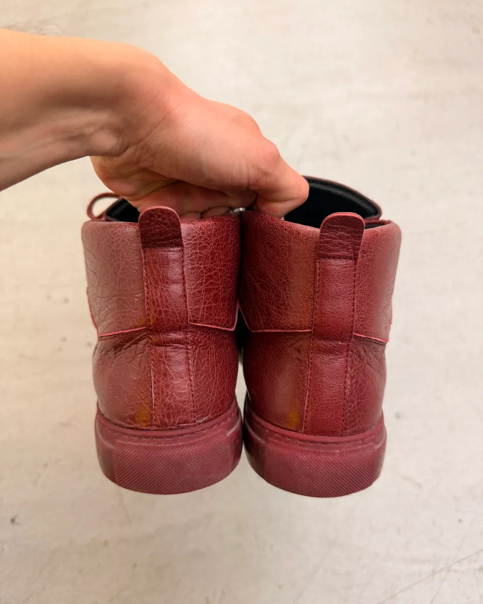 Balenciaga Arena Bordeaux Leather High Sneakers BXkVCOm 7