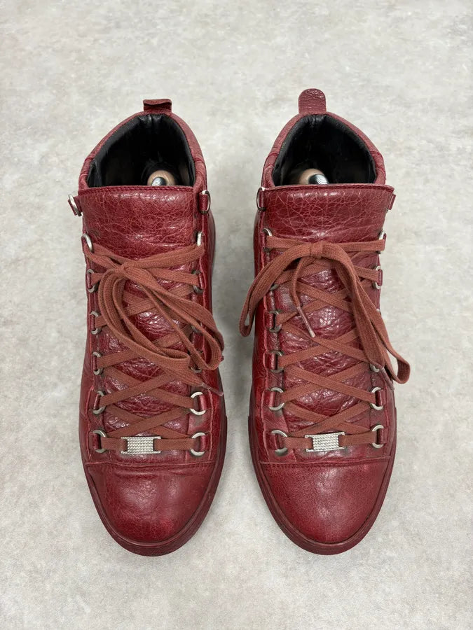 Balenciaga Arena Bordeaux Red High Leather Sneakers mqKYJtc 1