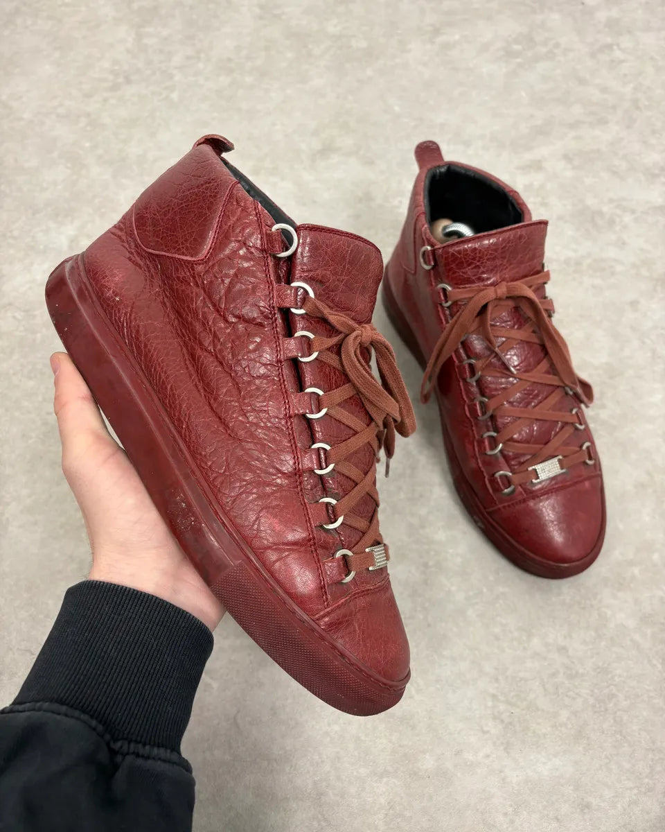 Balenciaga Arena Bordeaux Red High Leather Sneakers mqKYJtc 0