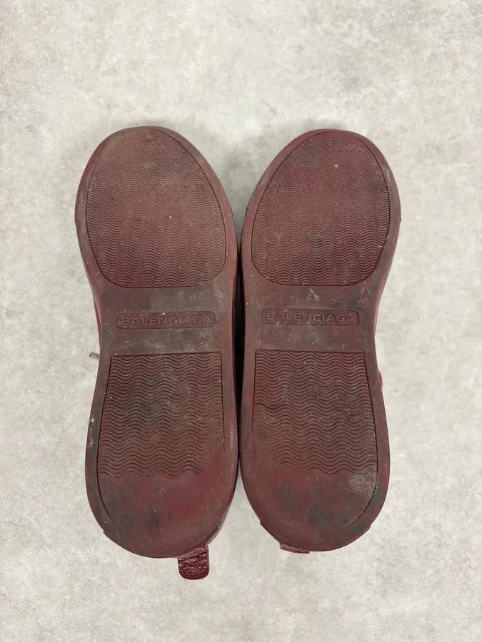 Balenciaga Arena Bordeaux Red High Leather Sneakers mqKYJtc 7