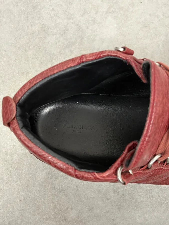 Balenciaga Arena Bordeaux Red High Leather Sneakers mqKYJtc 9