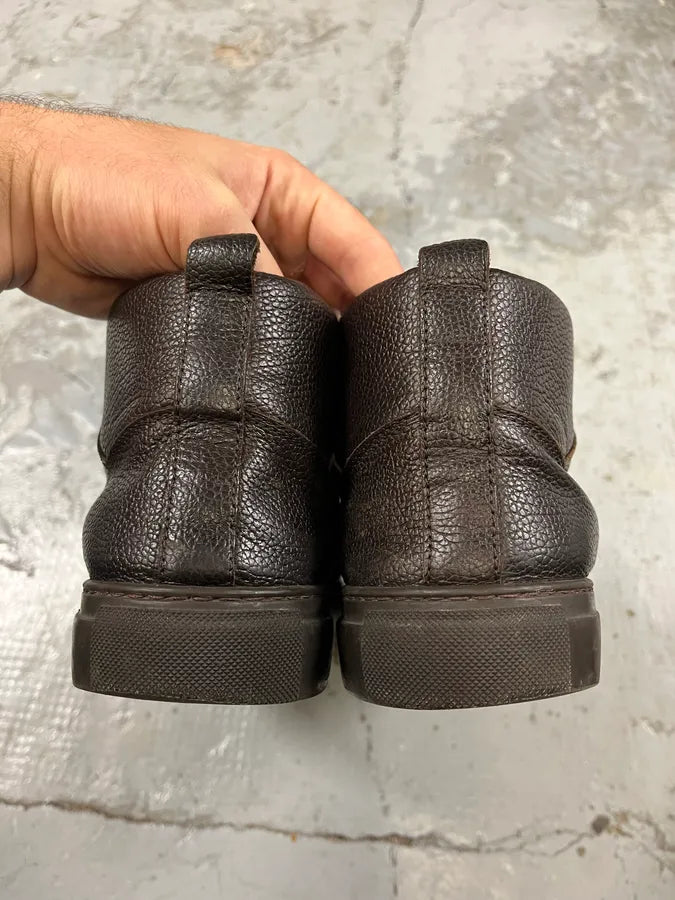 Balenciaga Arena Brown Grained Leather High Sneakers XkmoIBO 8