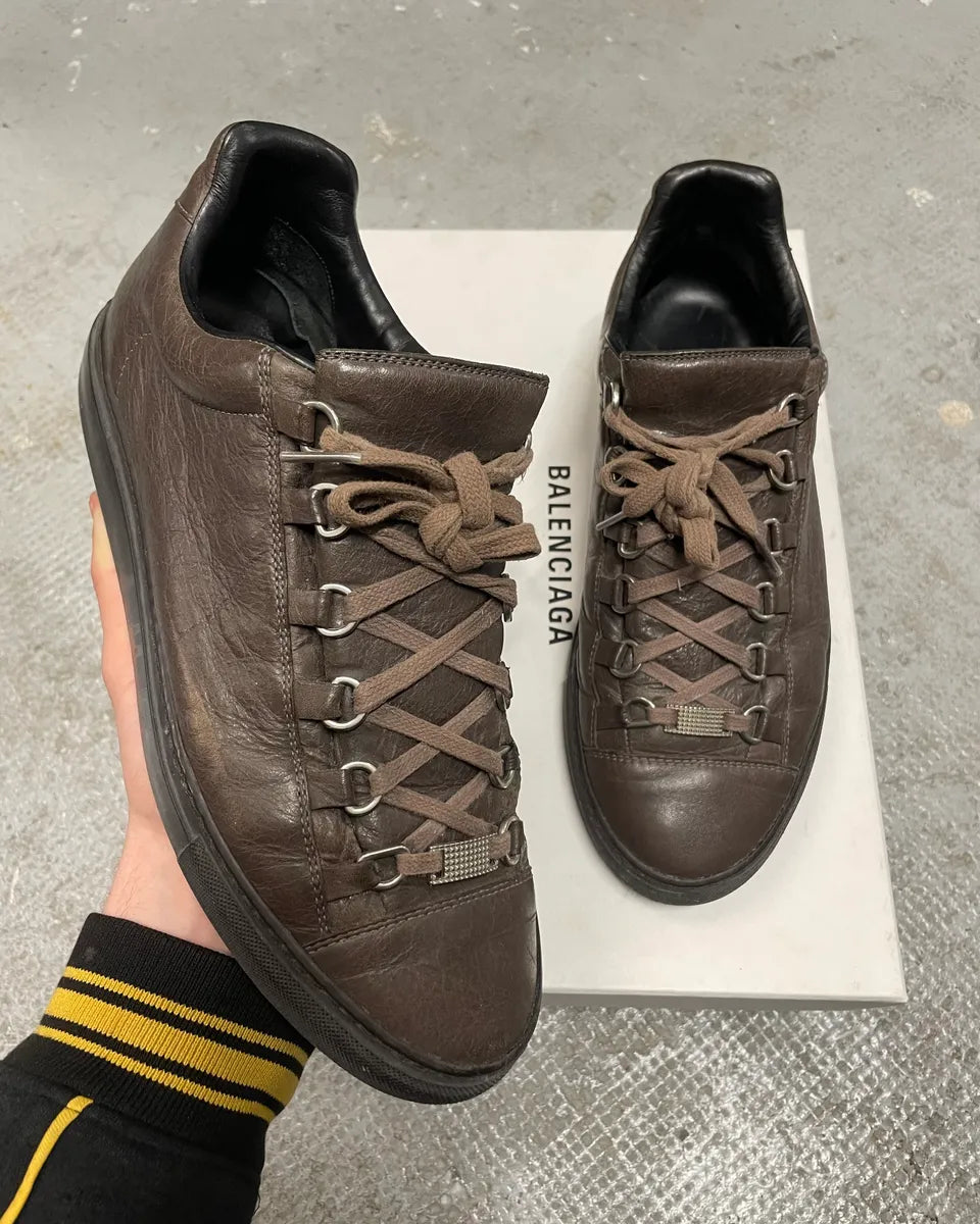 Balenciaga Arena Brown Leather Low Sneakers rWpHtLR 0