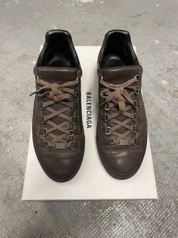 Balenciaga Arena Brown Leather Low Sneakers rWpHtLR 1
