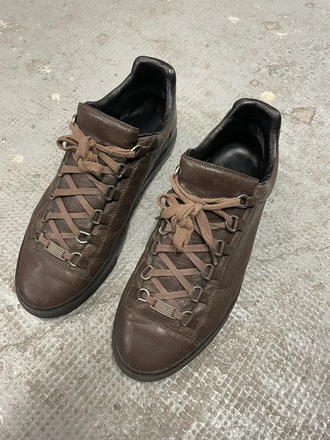 Balenciaga Arena Brown Leather Low Sneakers rWpHtLR 2