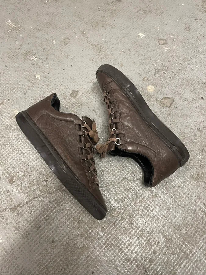 Balenciaga Arena Brown Leather Low Sneakers rWpHtLR 5