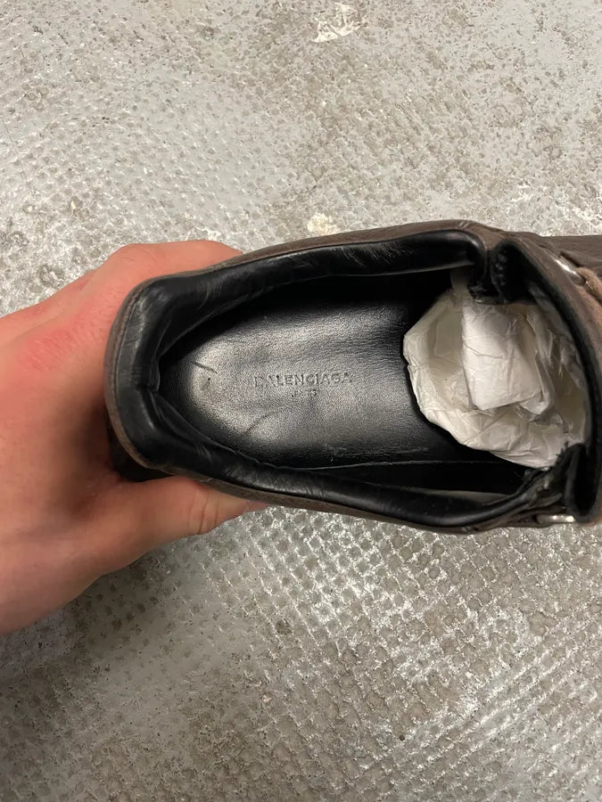 Balenciaga Arena Brown Leather Low Sneakers rWpHtLR 8