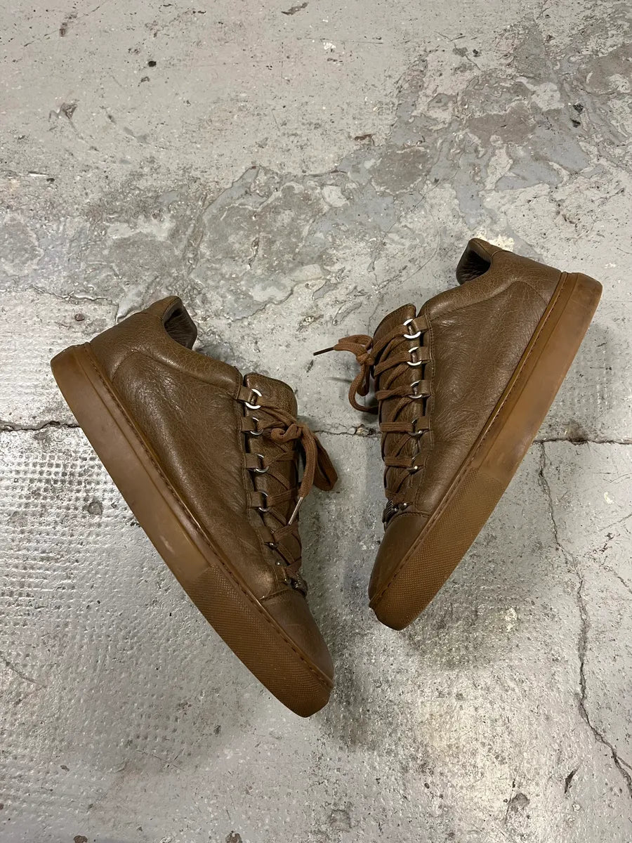 Balenciaga Arena Brown Leather Low Sneakers (42eu/us8.5) UkhFMdu 1