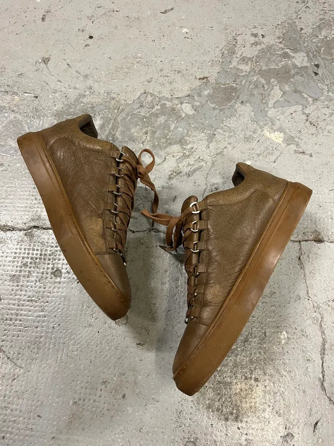 Balenciaga Arena Brown Leather Low Sneakers (42eu/us8.5) UkhFMdu 2