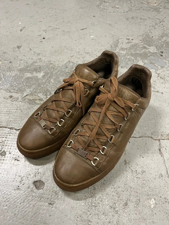 Balenciaga Arena Brown Leather Low Sneakers (42eu/us8.5) UkhFMdu 3