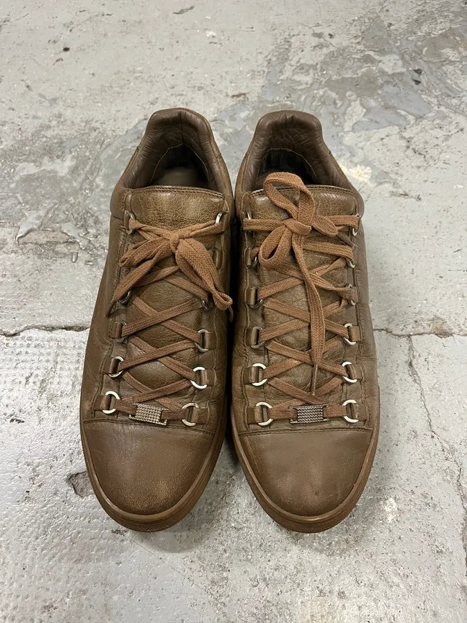 Balenciaga Arena Brown Leather Low Sneakers (42eu/us8.5) UkhFMdu 4