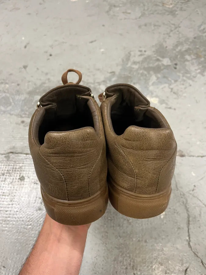 Balenciaga Arena Brown Leather Low Sneakers (42eu/us8.5) UkhFMdu 5