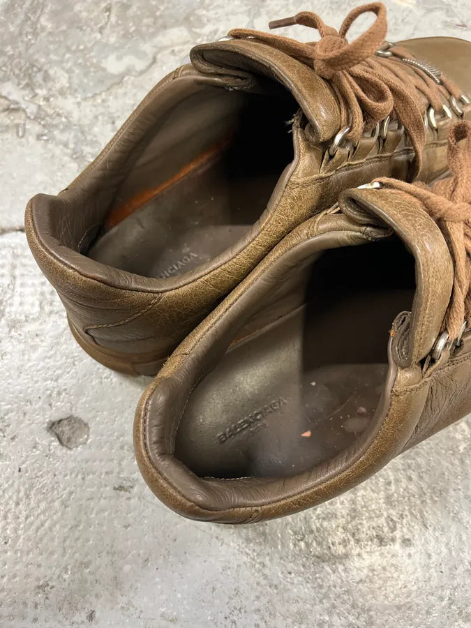 Balenciaga Arena Brown Leather Low Sneakers (42eu/us8.5) UkhFMdu 7