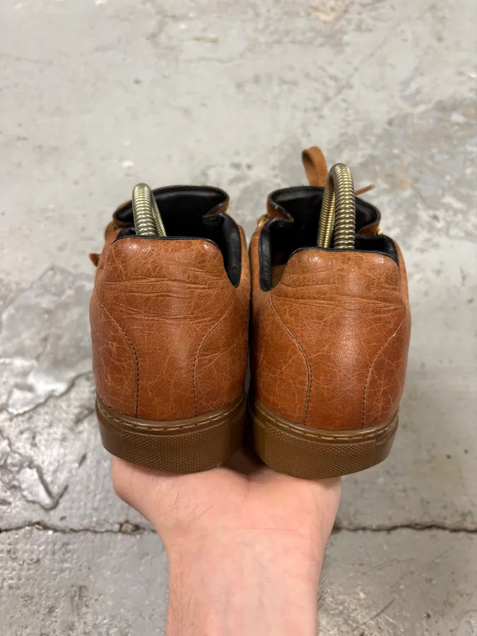 Balenciaga Arena Brown Low Leather Sneakers iTHLpzS 6