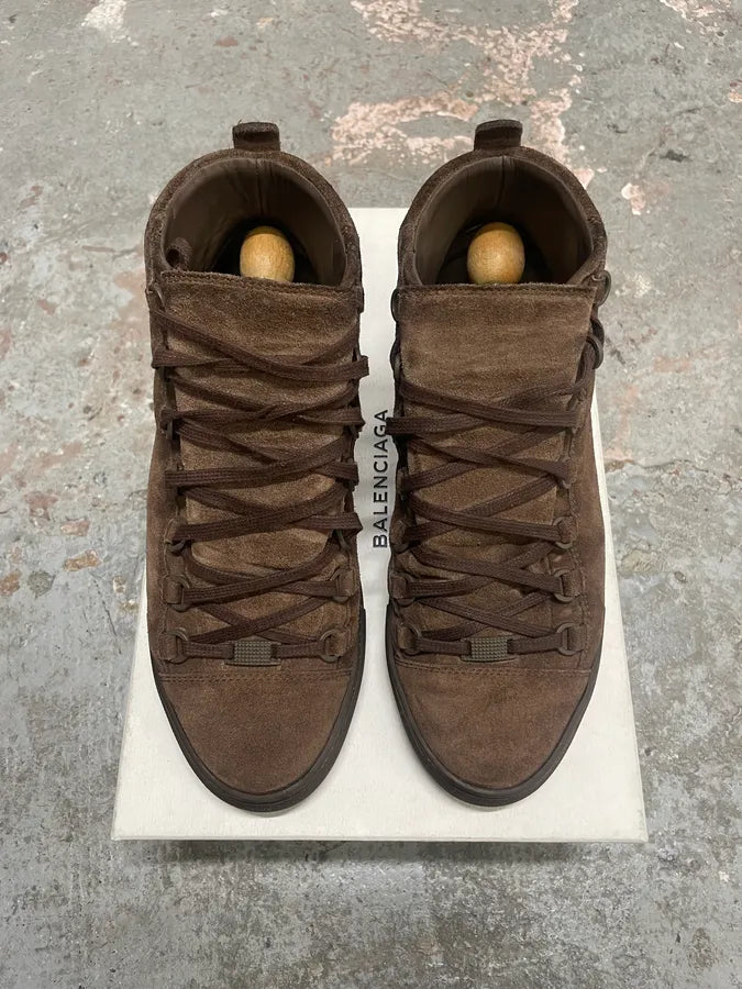 Balenciaga Arena Brown Suede Leather High Sneakers (42.5eu/us9) nWZlNZm 1