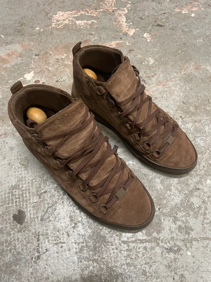 Balenciaga Arena Brown Suede Leather High Sneakers (42.5eu/us9) nWZlNZm 3