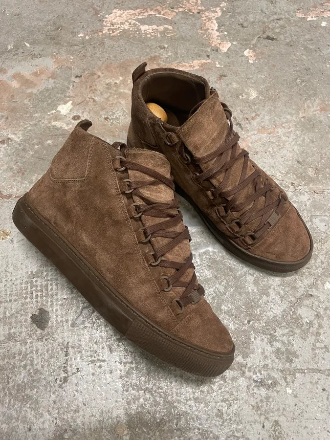 Balenciaga Arena Brown Suede Leather High Sneakers (42.5eu/us9) nWZlNZm 4