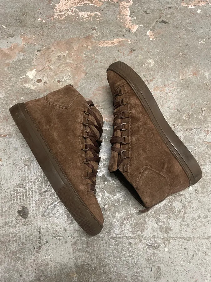Balenciaga Arena Brown Suede Leather High Sneakers (42.5eu/us9) nWZlNZm 5