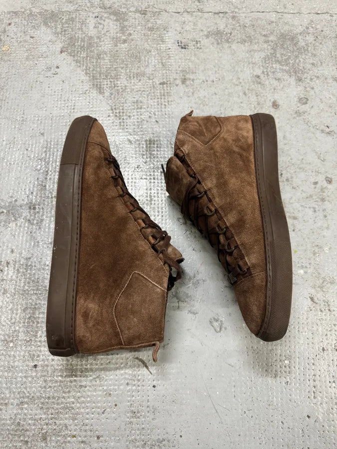 Balenciaga Arena Brown Suede Leather High Sneakers ZadFWgk 3