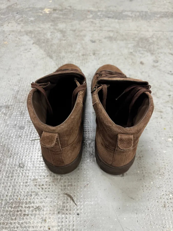 Balenciaga Arena Brown Suede Leather High Sneakers ZadFWgk 4
