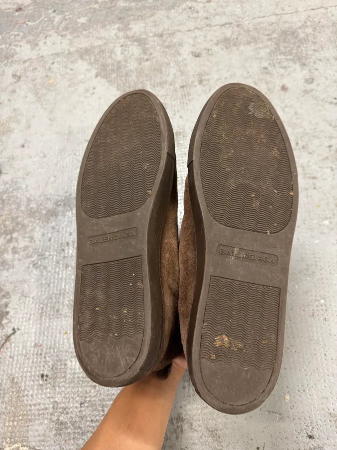 Balenciaga Arena Brown Suede Leather High Sneakers ZadFWgk 5