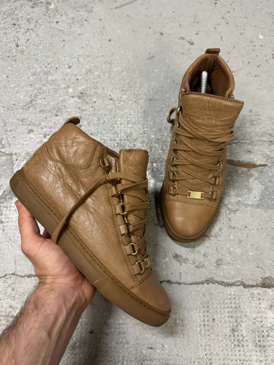 Balenciaga Arena Camel Leather High Sneakers gYqpzxZ 0