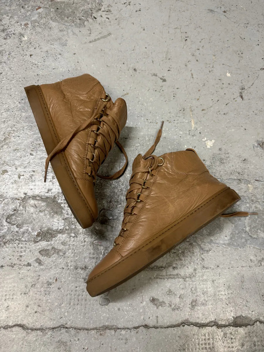 Balenciaga Arena Camel Leather High Sneakers gYqpzxZ 2