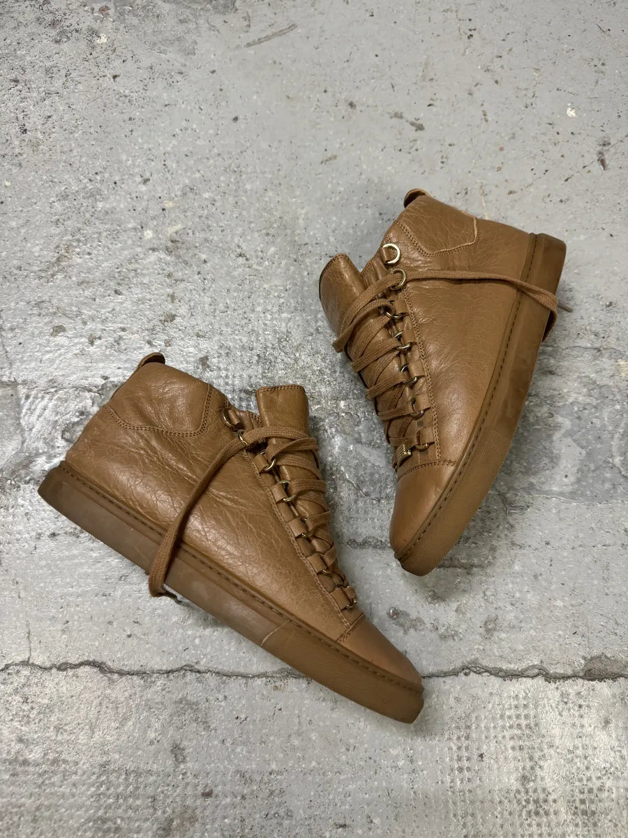 Balenciaga Arena Camel Leather High Sneakers gYqpzxZ 6