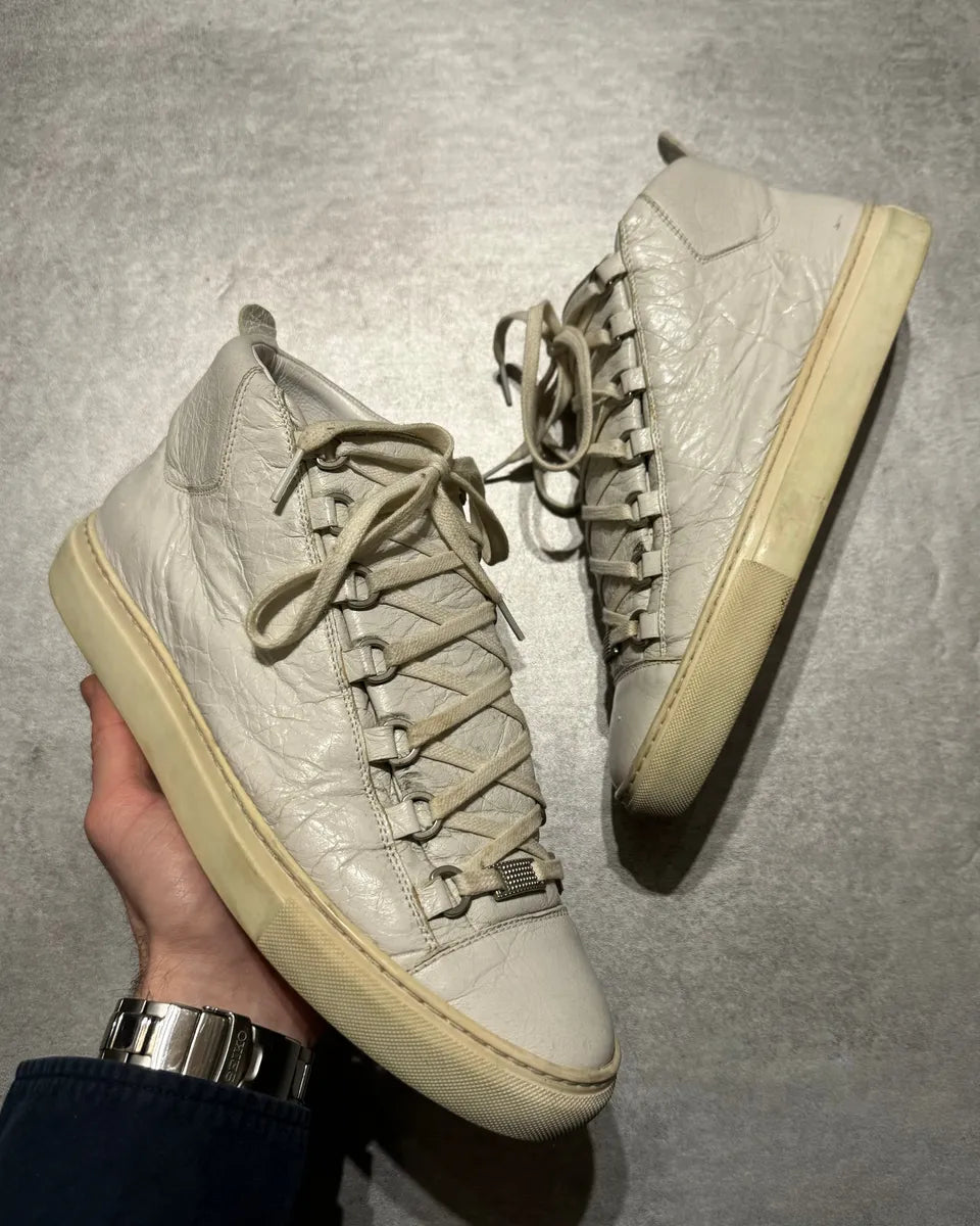 Balenciaga Arena Creamy White High Top Leather Sneakers (43eu/us9,5) 0
