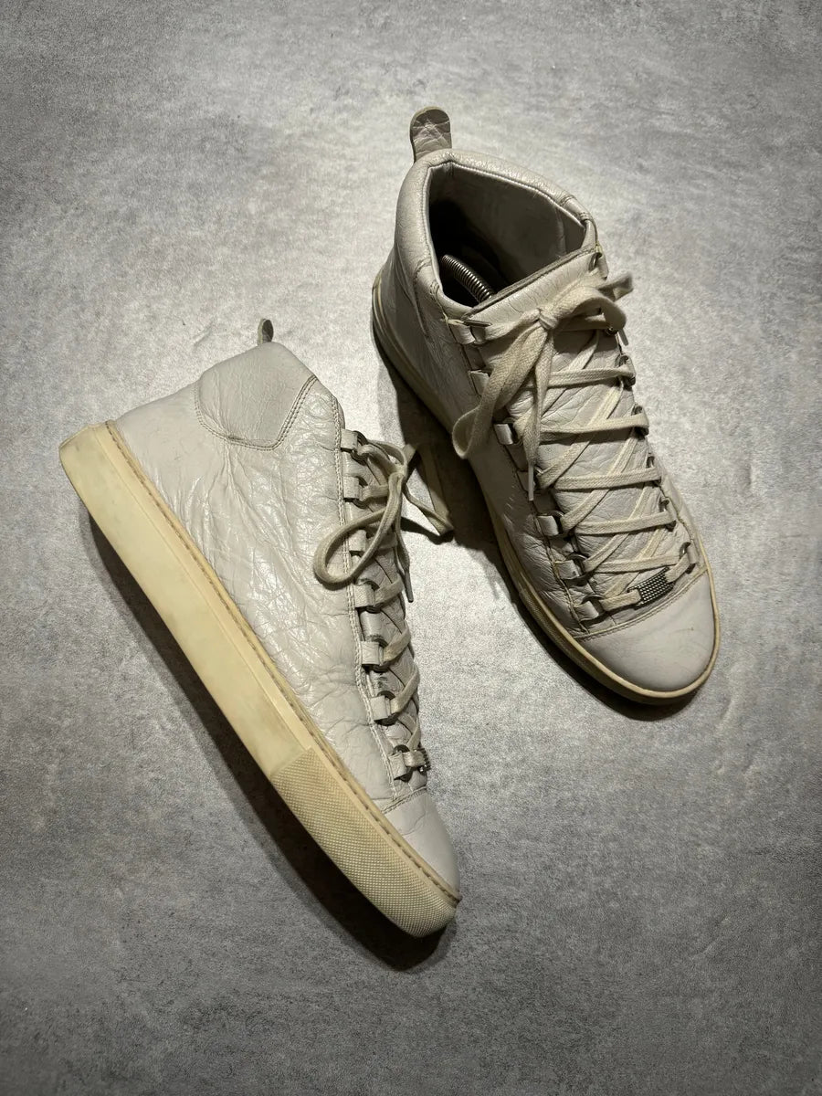 Balenciaga Arena Creamy White High Top Leather Sneakers (43eu/us9,5) 3
