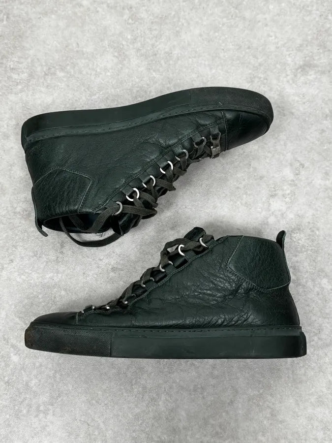 Balenciaga Arena Dark Green High Leather Sneakers keMOGYV 1