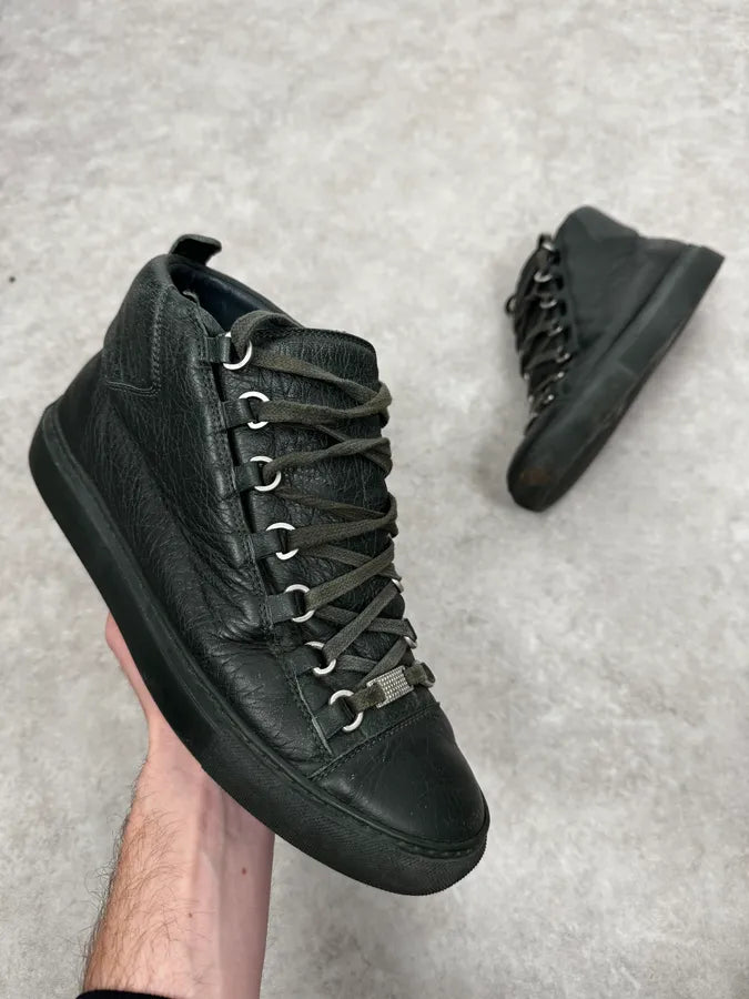 Balenciaga Arena Dark Green High Leather Sneakers keMOGYV 0