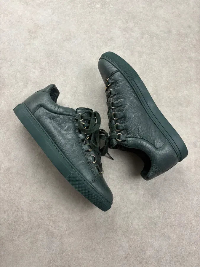 Balenciaga Arena Dark Green Low Leather Sneakers ZoPmKQn 5