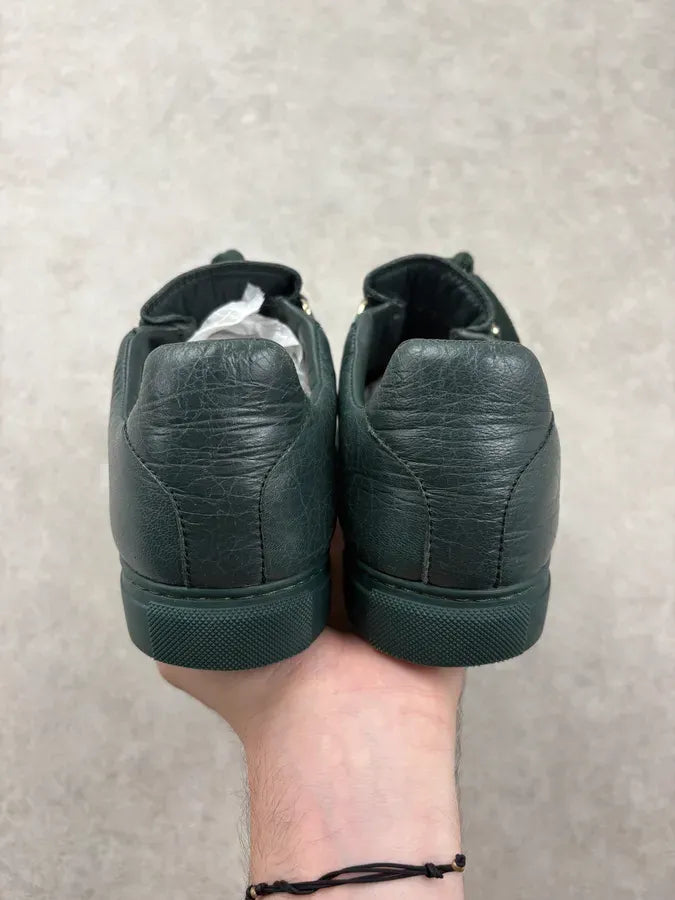 Balenciaga Arena Dark Green Low Leather Sneakers ZoPmKQn 6