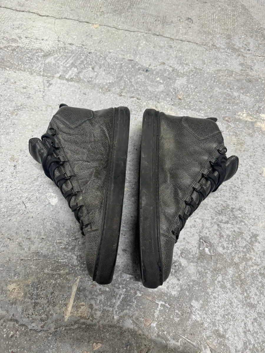 Balenciaga Arena Grey Abstract High Leather Shoes (46.5eu/us12) 2