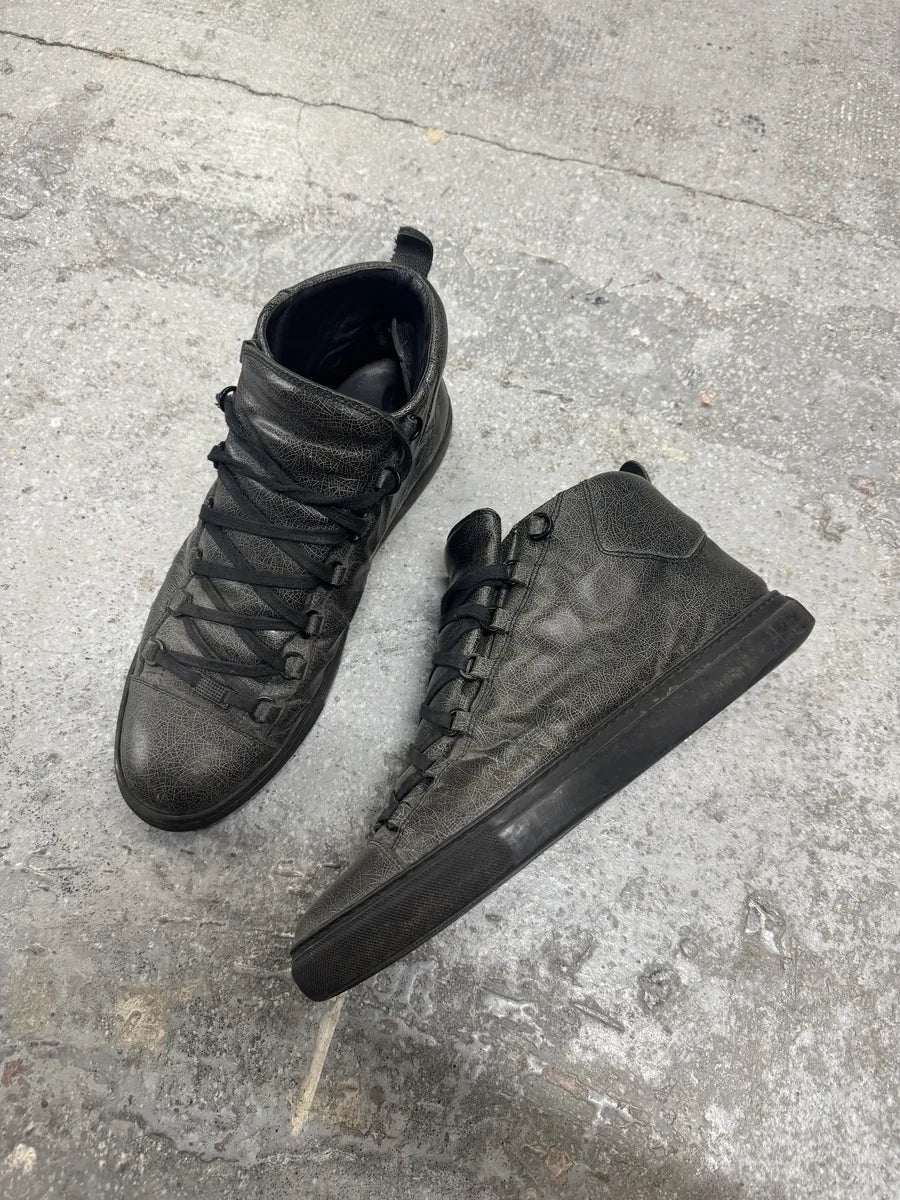 Balenciaga Arena Grey Abstract High Leather Shoes (46.5eu/us12) 3