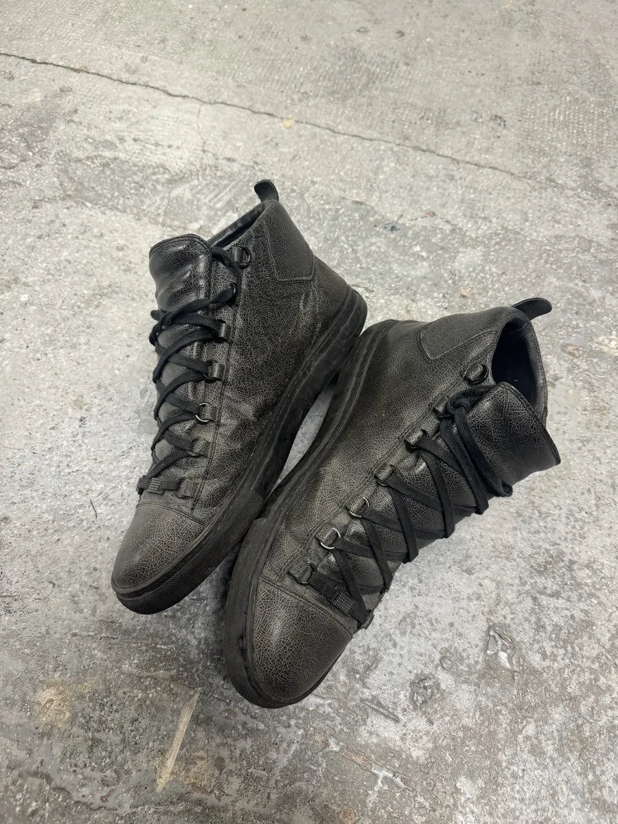 Balenciaga Arena Grey Abstract High Leather Shoes (46.5eu/us12) 6