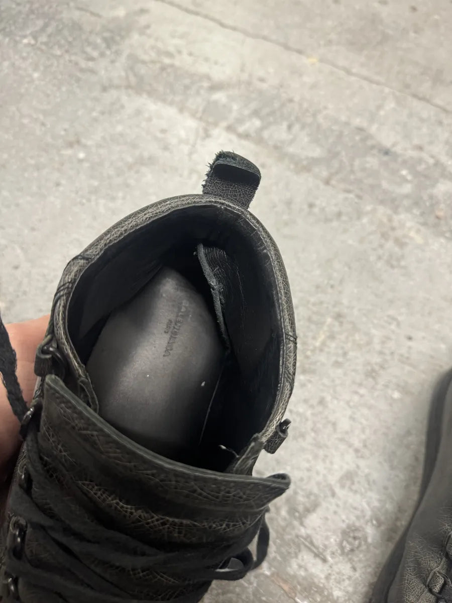 Balenciaga Arena Grey Abstract High Leather Shoes (46.5eu/us12) 8