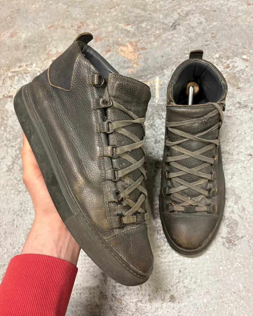 Balenciaga Arena Grey Grained Leather High Sneakers (43.5eu/us9.5) xkNtbdW 0