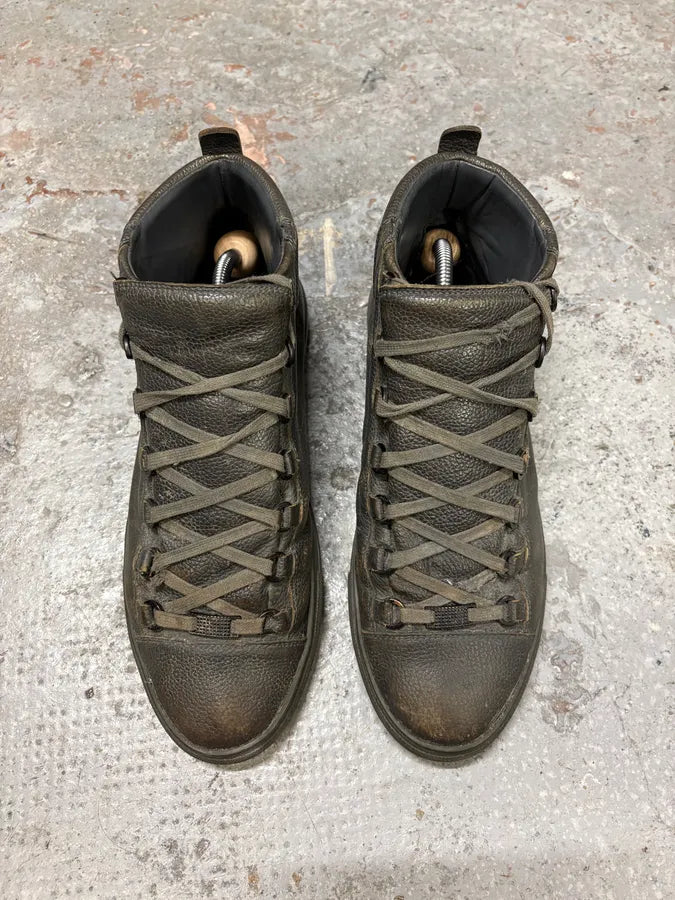 Balenciaga Arena Grey Grained Leather High Sneakers (43.5eu/us9.5) xkNtbdW 1