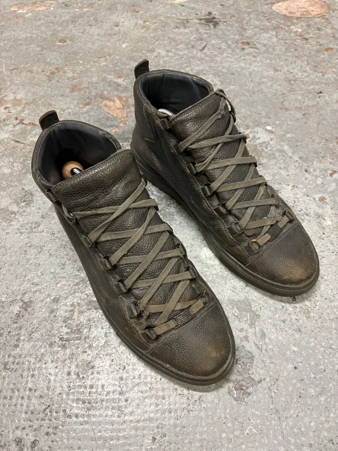 Balenciaga Arena Grey Grained Leather High Sneakers (43.5eu/us9.5) xkNtbdW 3