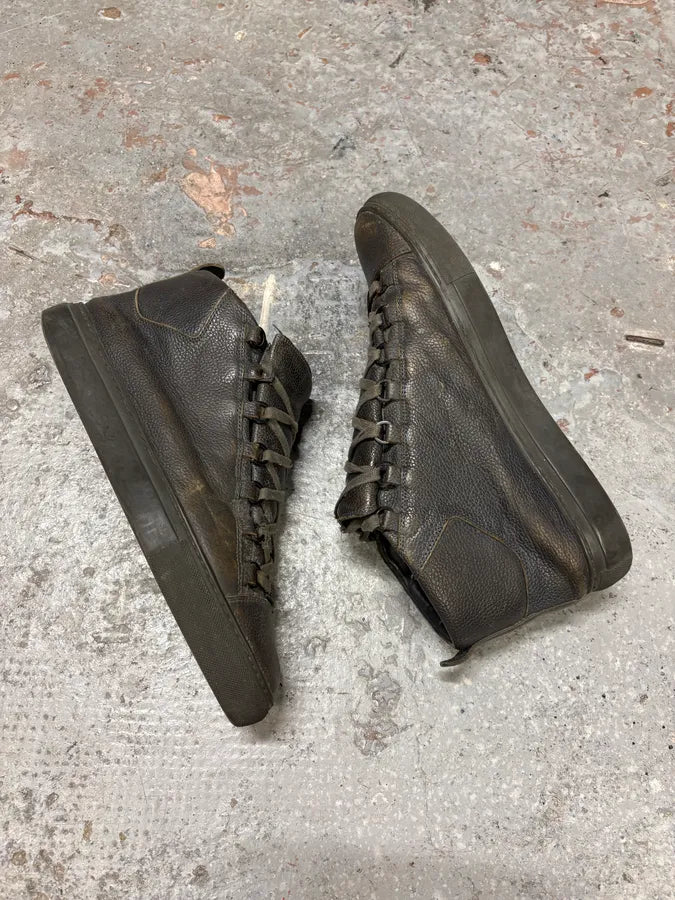 Balenciaga Arena Grey Grained Leather High Sneakers (43.5eu/us9.5) xkNtbdW 5