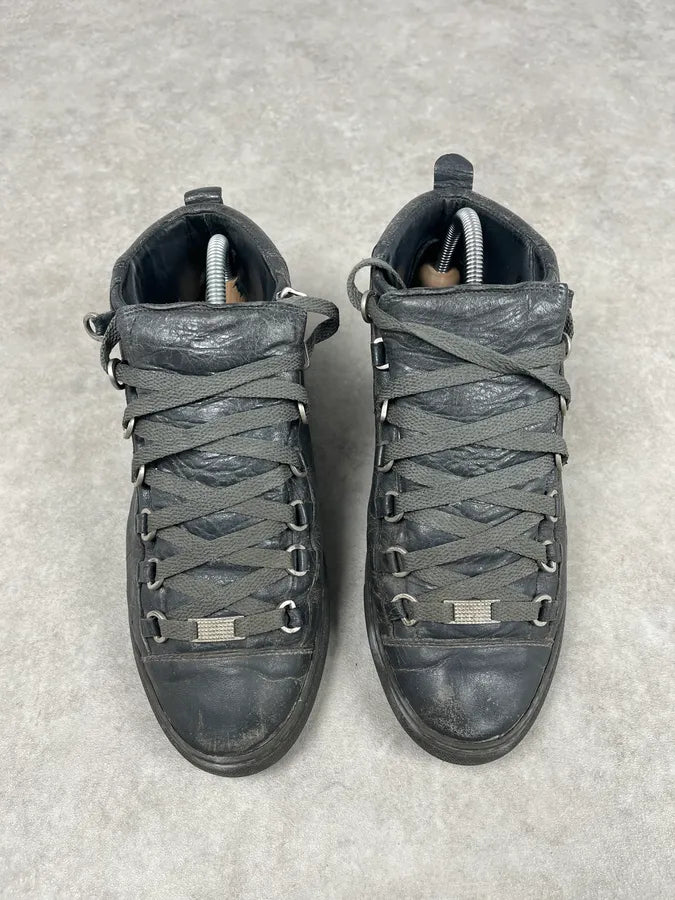Balenciaga Arena Grey High Leather Sneakers  qFPREyS 1